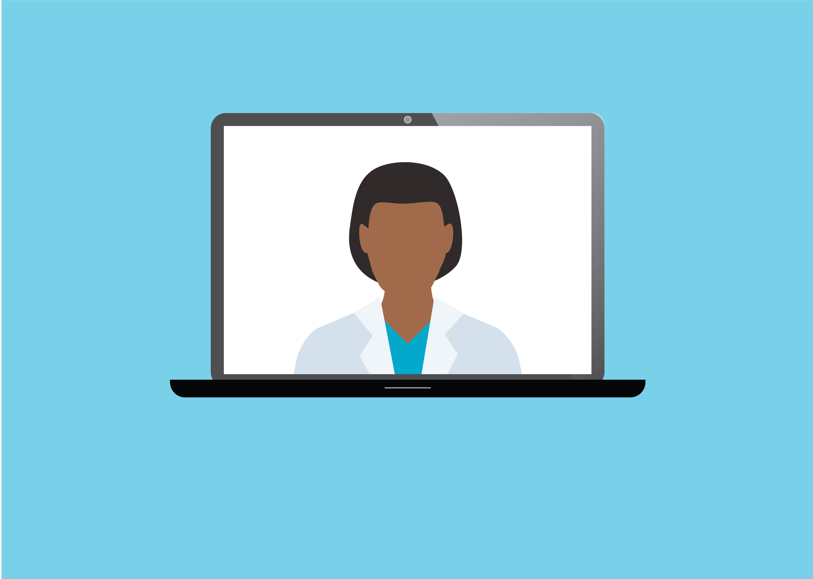Doctor on computer conducting video visit